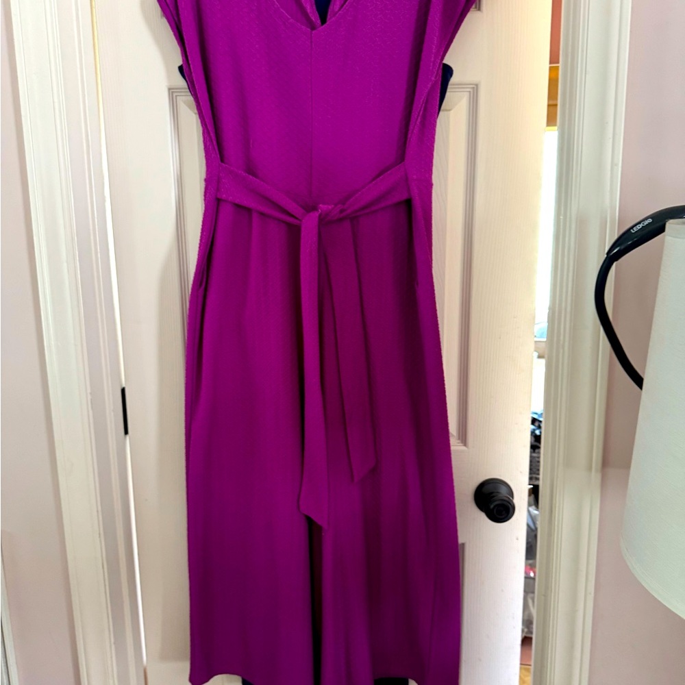 Cupio Pink and Purple Sheath Jumpsuit with Slit V-neck